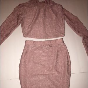 😎2 pieces pink Bodycon dress (turtleneck)